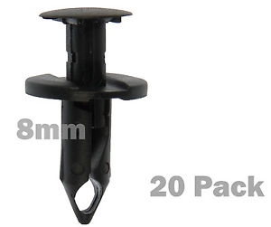 thumbnail interactive-video image 1 of 20pc Bumper Fender Splash Shield Push Clip Retainer – 8mm Hole For Infiniti & Nissan 1 of 5